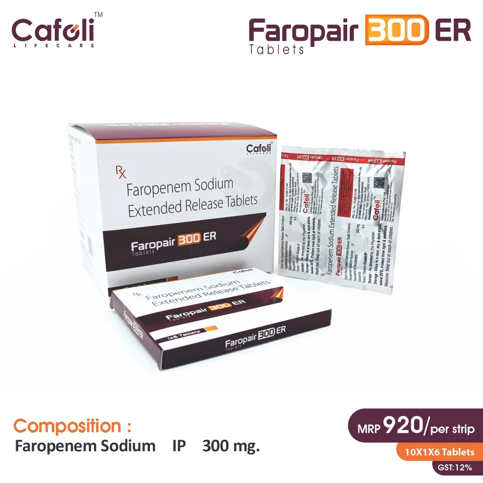 Faropenem 300mg Tablet at Best Price in PCD Pharma Franchise for Antibiotic and Bacterial Infection Treatment.